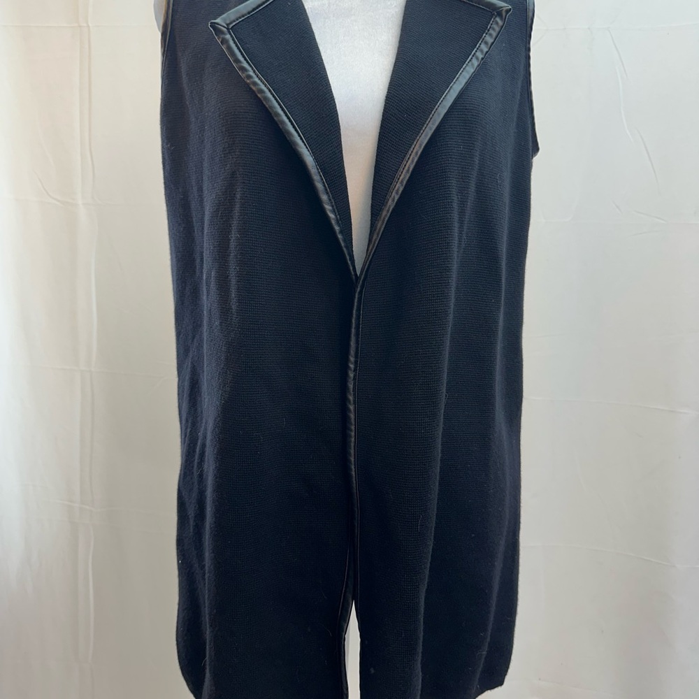 J. McLaughlin Black Italian Wool Sleeveless Cardigan Vest Sweater XS